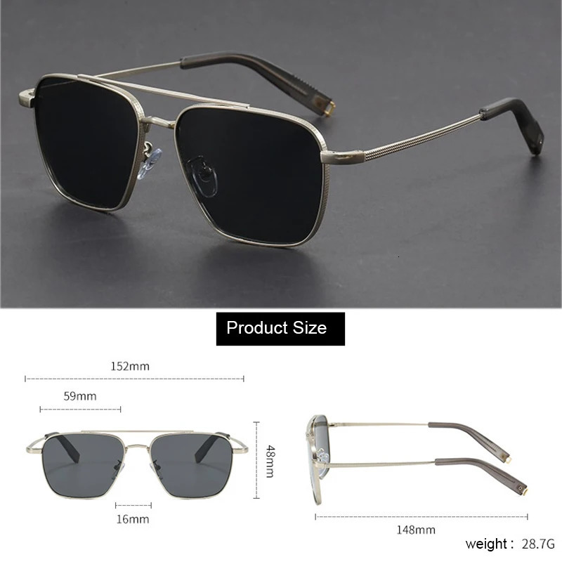 Vintage Personalized Sunglasses Men Ultra-light Square Metal Frame Double Beam Ultraviolet Protection Sun Glasses 260312