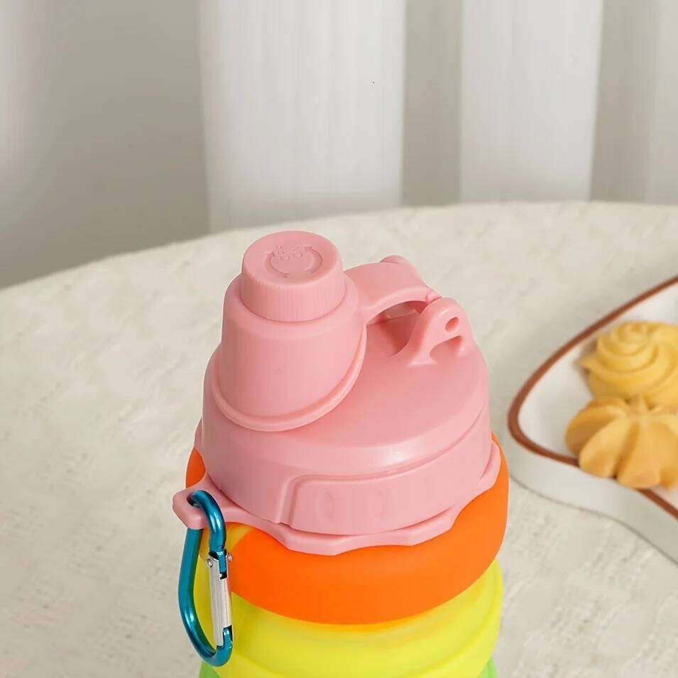 Silicone Foldable 420/500ml for Sports Leakproof with Carabiner Collapsible Cycling Water Bottle Z260314