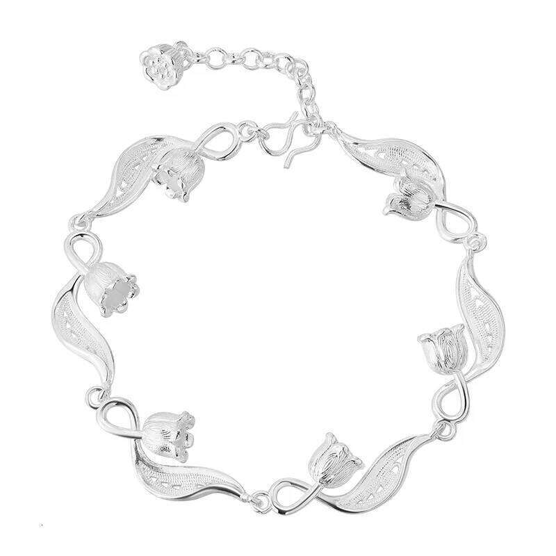 New in Simple and Fresh lily of the valley Bracelets Exquisite Dreamy Elegant silver 925 Wave Bracelet for women Party Jewelry Z260313