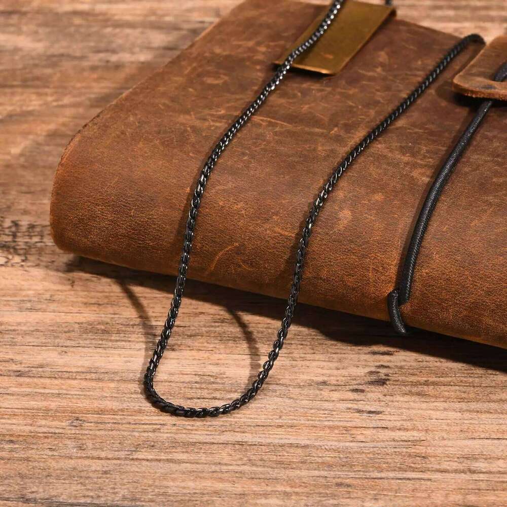 2MM Black Stainless Steel Necklaces for Men Boys,Stylish S Shape Chain Links Coller,New Fashion Jewelry Gifts H260312