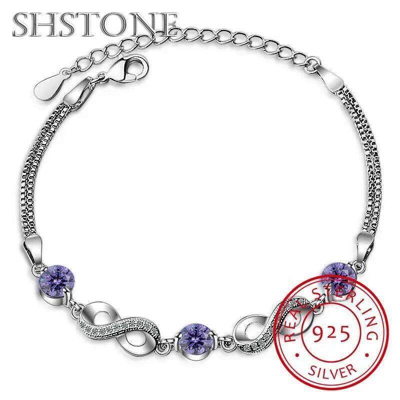 SHSTONE Authentic 925 Sterling Endless Love Infinity Chain Link Adjustable For Women Bracelet Luxury Silver Jewelry Gifts Z260313