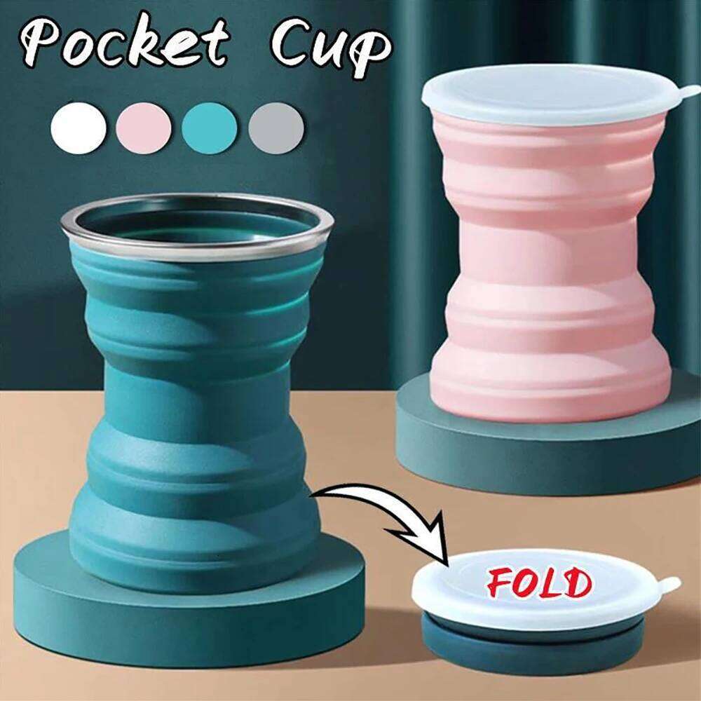 Portable Silicone Foldable Travel Mug Heat Resistant Collapsible Water with Lid Lanyard for Outdoor Camping Drinking Cup Z260313