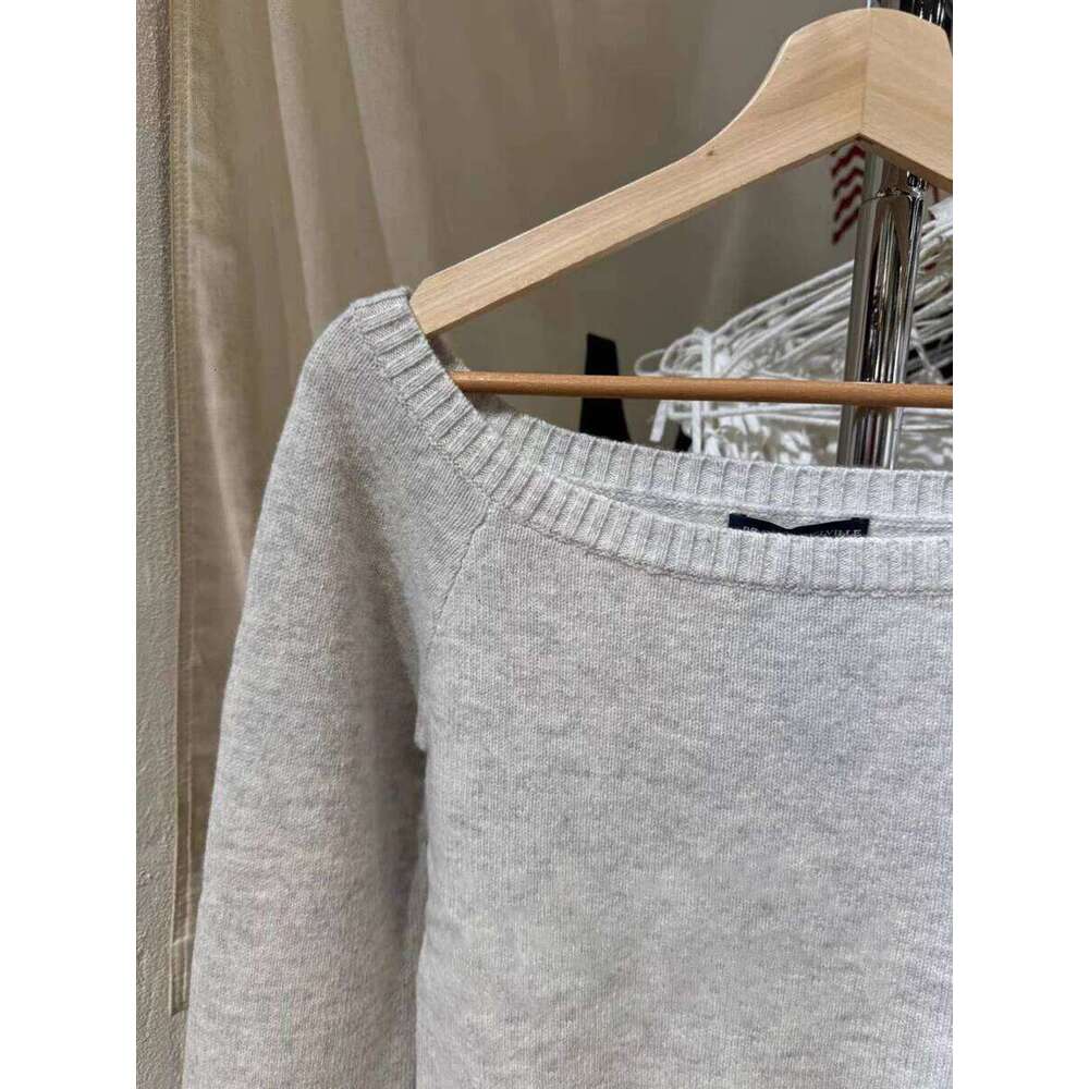 Gray Sexy Slash Neck Slim Sweater Women Autumn Long Sleeve Cotton Simple Pullovers Tops Vintage Sweet Preppy Style Solid Jumpers Z260313