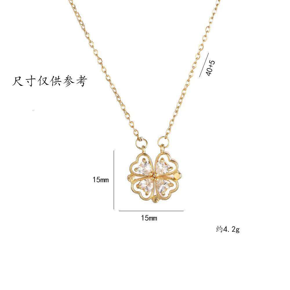 Romantic Magnetic Can Open Zircon Cr Flower Choker Necklaces for Women Girls Stainless Steel Chain Sweet Jewelry Gifts H260312