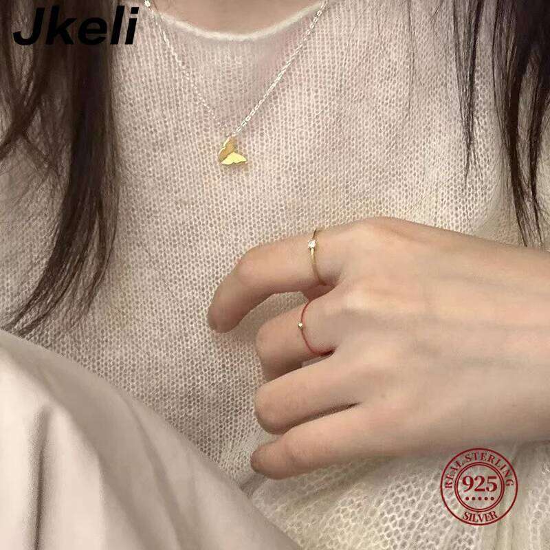 Jkeli S925 Sterling Silver Gold Plated White Zircon for Women Simple Fashion Design Fresh Style Open Finger Ring H260312