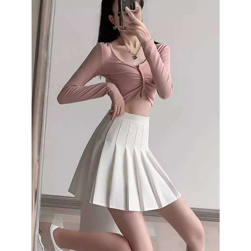 Women Pleated High Waist A-Line Mini School Girl JK Uniform Skater Tennis Skirt White Plus Size Z260314
