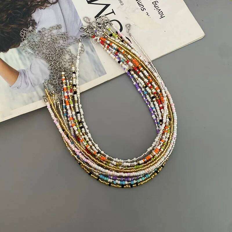 New Seed Beads Bohemia Choker Chain Fashion Charm Colorful Handmade Colar Collar Necklace Jewelry Femme H260312