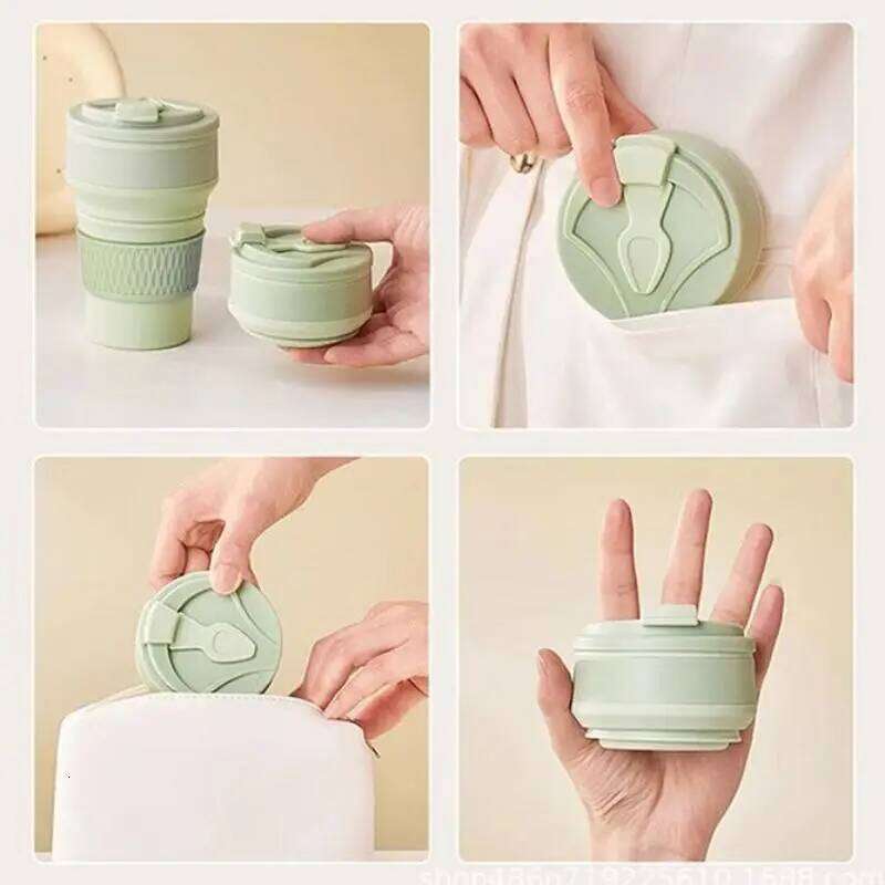 350ml Folding Silicone Cup Coffee Mugs Collapsible Water Cups BPA FREE Food Grade Flask Travel Insulated Bottle Z260313