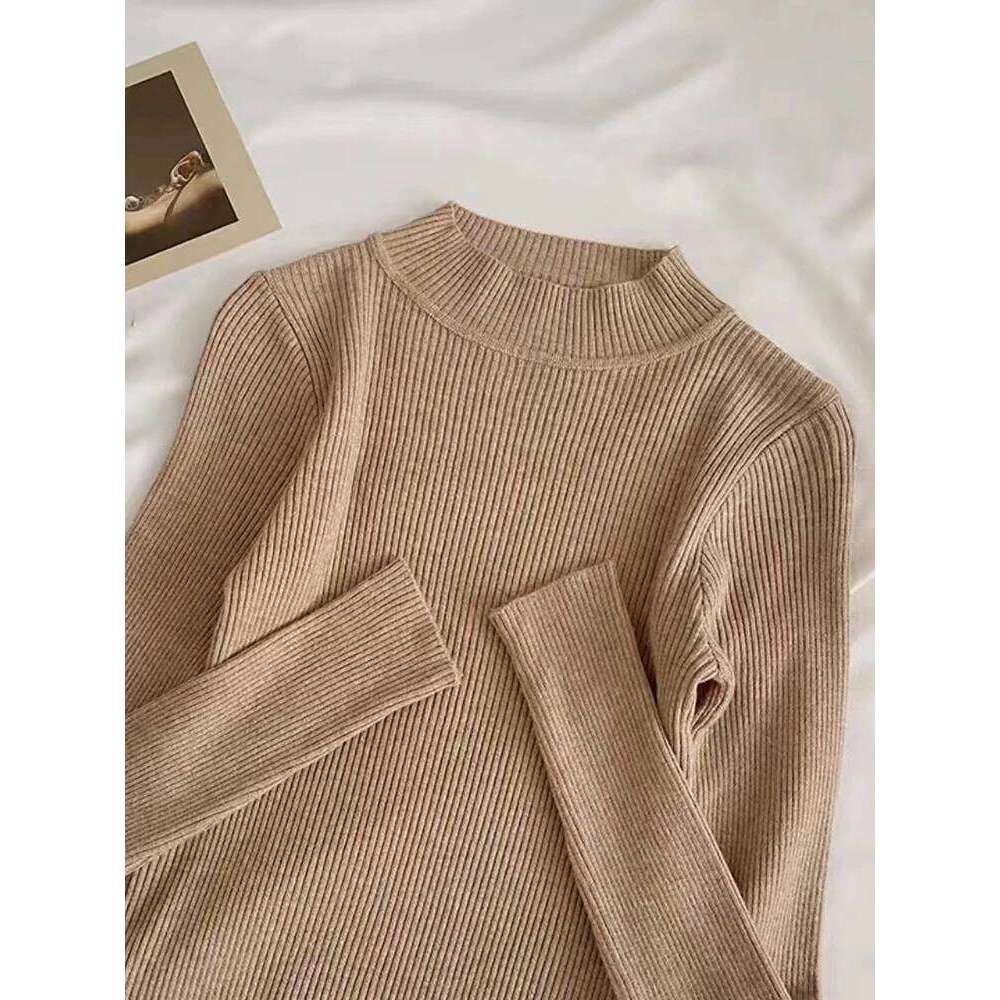 Turtleneck Women Autumn Winter Pullover Sweater Basic Casual Slim Stretch Soft Ribbed Knitted Top Woman Sweaters 2025 Z260313