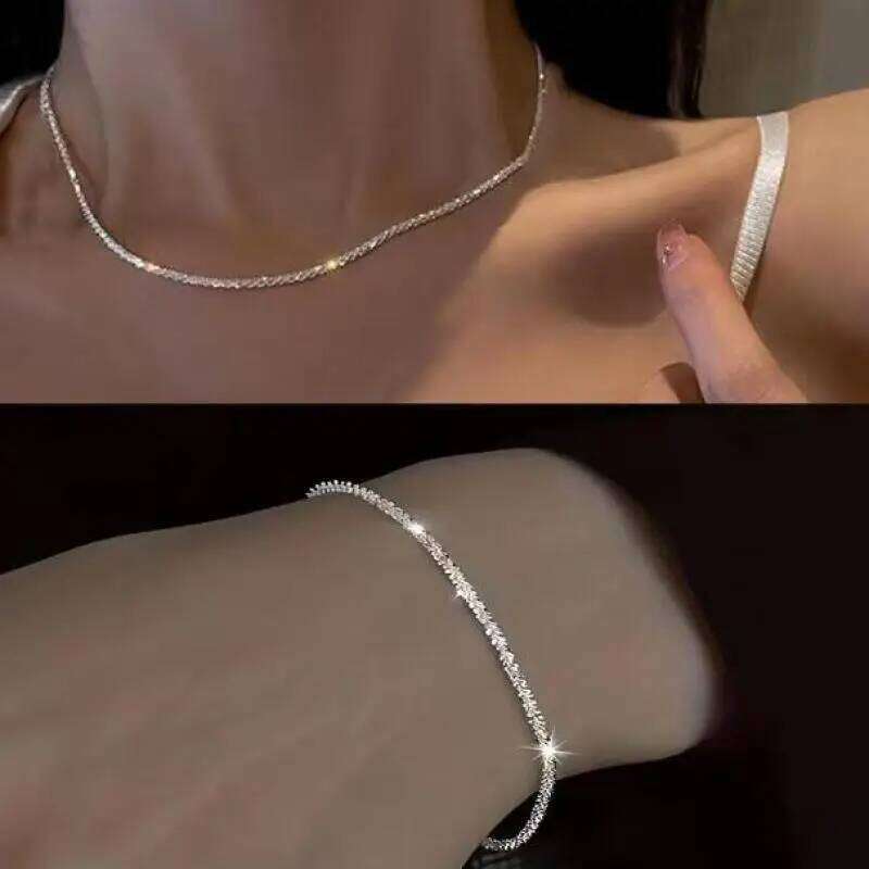 Silver Sparkling Starry For Women Jewelry 2025 Trending New Korean Fashion Women's Gold Color Chain Necklace Gift H260312