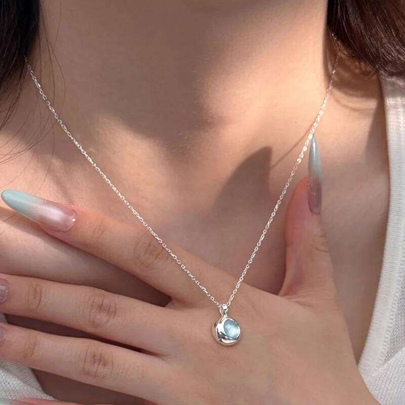 Mewanry Delicate Blue Pendant Necklace For Women Girl Fashion Simple Creative Elegant Sweet Clavicle Chain Birthday Jewelry Gift H260312