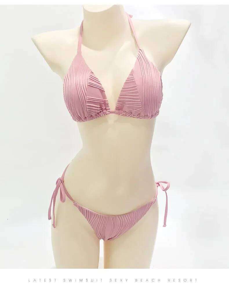 New Women Bikini Sexy Solid Color Split Swimsuit Y260303