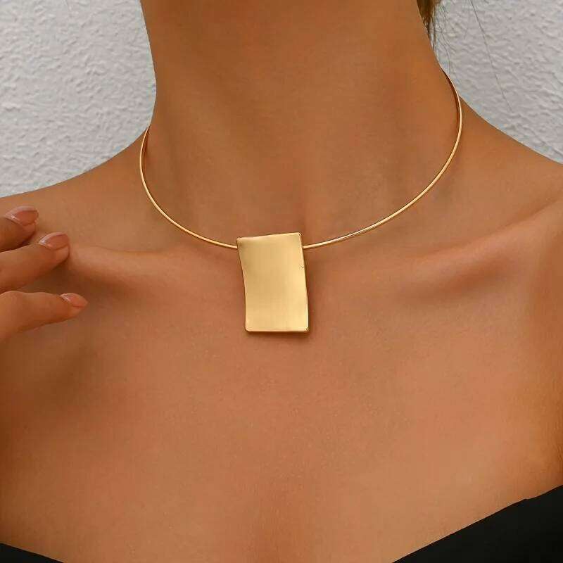 Geometric Square Choker Necklace Vintage Style Jewelry for Women Collar Women's Simple Holiday Party Accessories H260312
