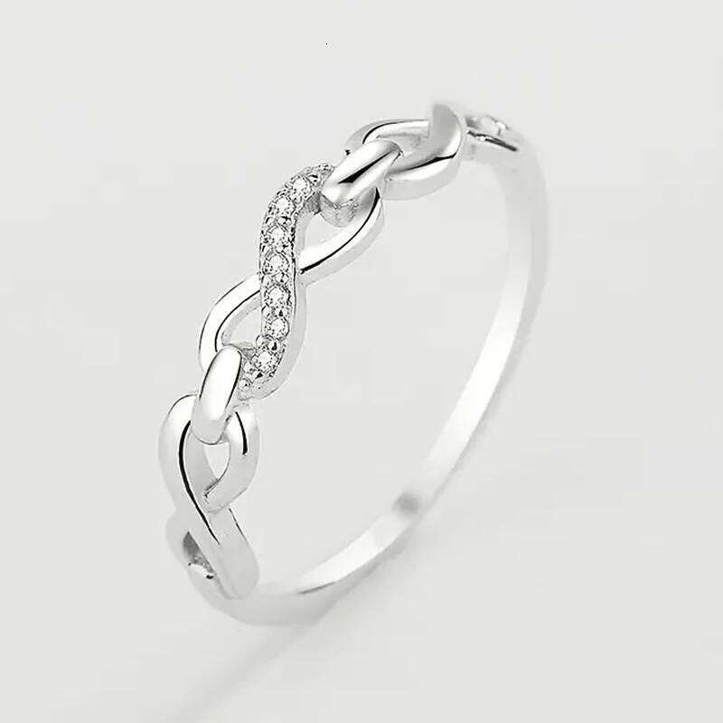 Huitan Elegant Infinity 8 Shaped Finger Ring for Women Wedding Band Accessories Silver Color Trendy Female Jewelry Gift H260312