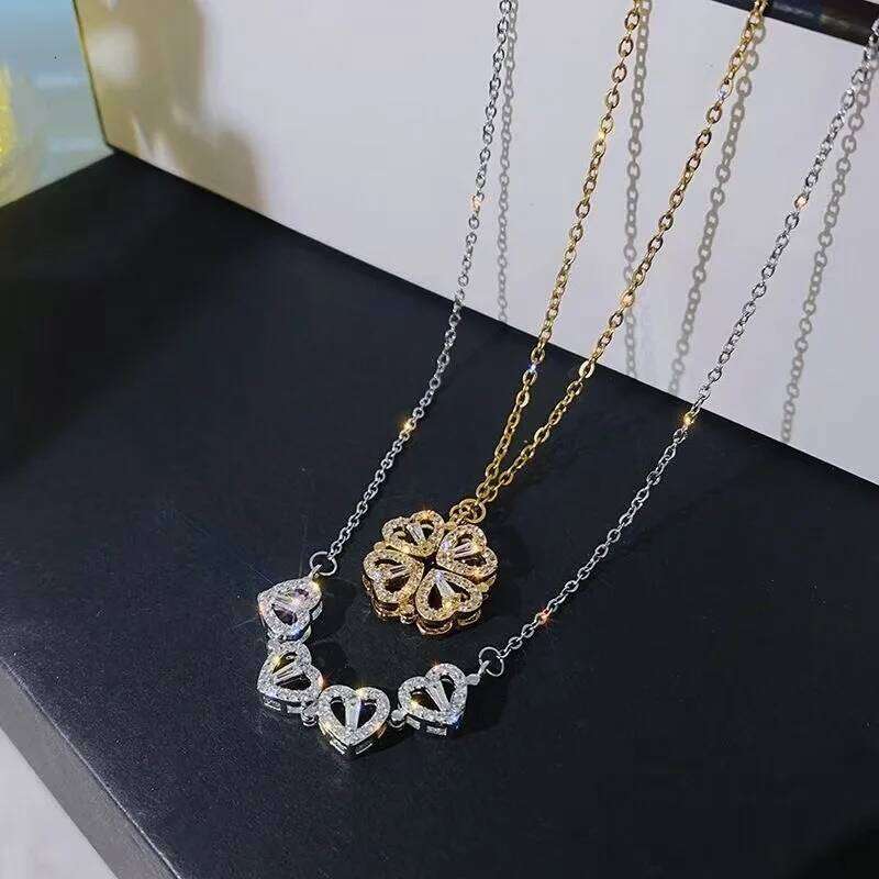 1pc Heart Shaped Cr Pendant Necklace Jewelry Zircon Women Clavicle Chain Gifts Openable ChokerJewelry H260312