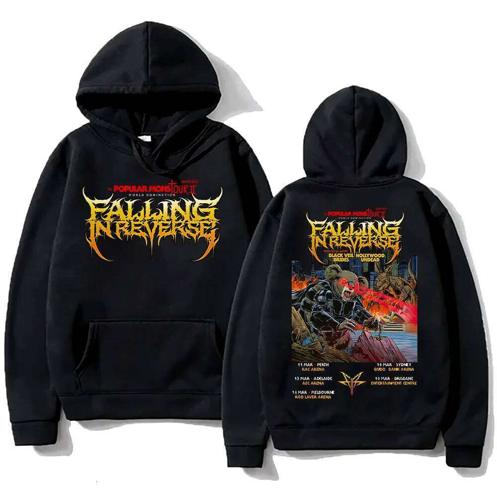 Popular Mons Tour II World Domination Hoodie Falling in Reverse Sweatshirt Unisex Fall High Street Pullover Two Side Print Hoody Z260315