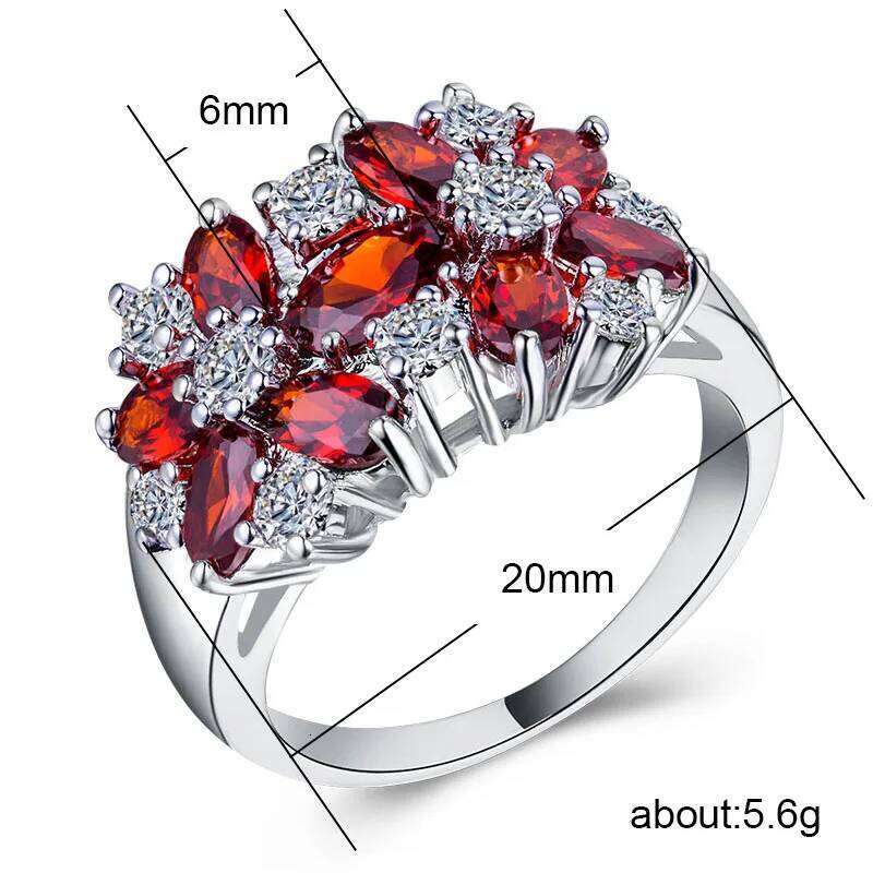 Huitan Hot Sale Cocktail Party Ring Flower Cubic Zirconia Valentine's Day Gift Fashion Jewelry Rings for Women & r H260312