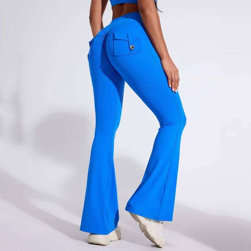 DIAS FIT JOY Women's pocket bell bottoms yoga high waisted hip lifting pants quick drying running exercise fitness gym 26Y0313