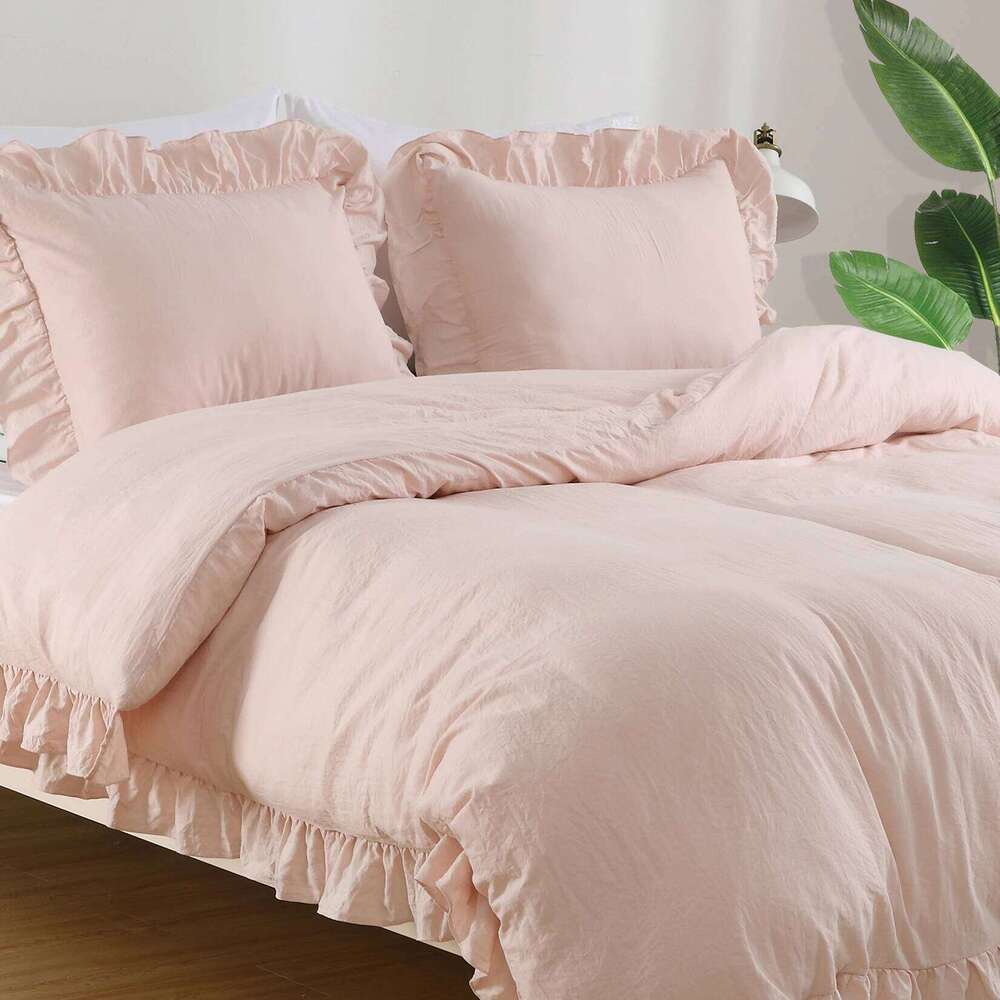 Set Di Biancheria Da Letto 104 X90 Con Bordo In Foglia Di Loto, Letto Matrimoni…