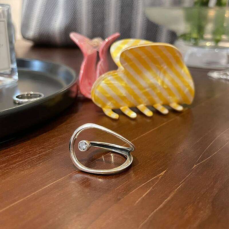 LIVVY Silver Color New Fashion Creative Hollow Geometric Open Rings for Women Couples Handmade Birthday Party Jewelry Gifts H260312