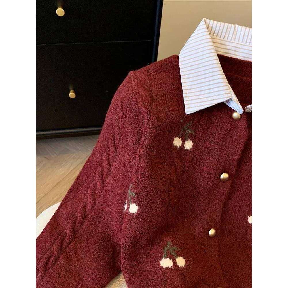 2025 Autumn and Winter Fashion New Women's Elegant Knitted Cardigan, Flip Collar, Casual Solid Color Thick Warm Sweater Jumper Z260313