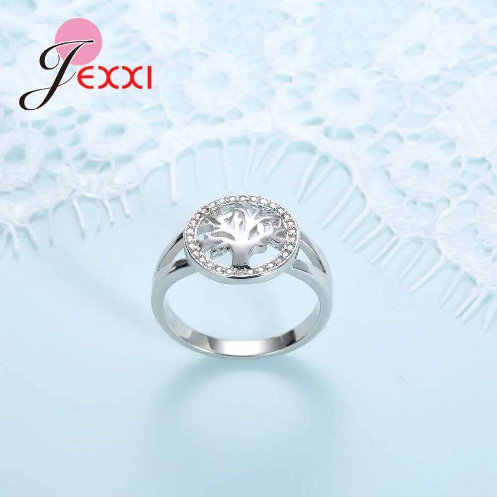 925 Sterling Silver Ring Tree Shape Rings Around Cubic Zircon Stone Elegant Jewelry For Women wholesale Bijoux H260312