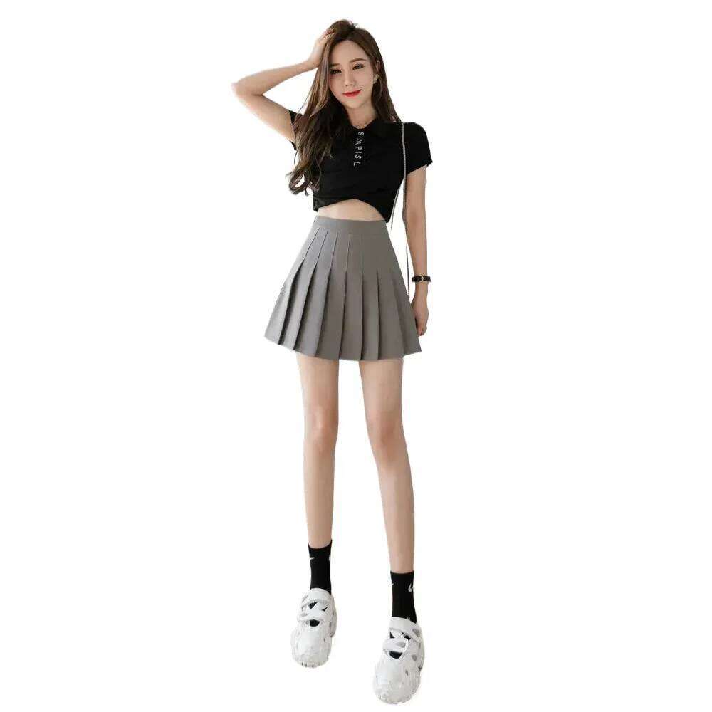 2024 Summer New High Waist Slimming Solid Color A-line Skirt Women's Fashion Sports Tennis Badminton Academy Style pleated skirt Z260314