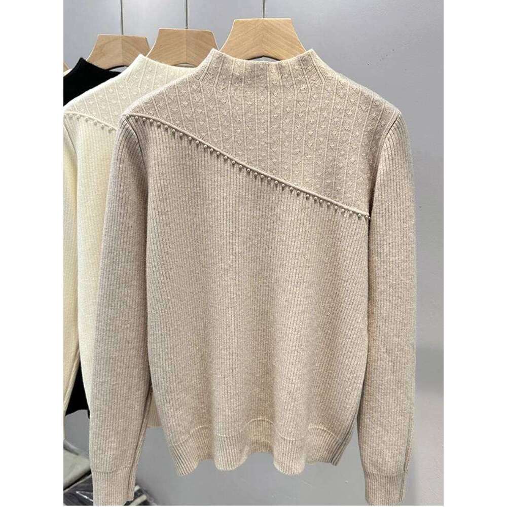 One-piece Thickened Fleece Sweater for Women, Half Turtleneck Base Shirt, Inner Wear, Autumn Winter New Knitted Pullover Top Z260313