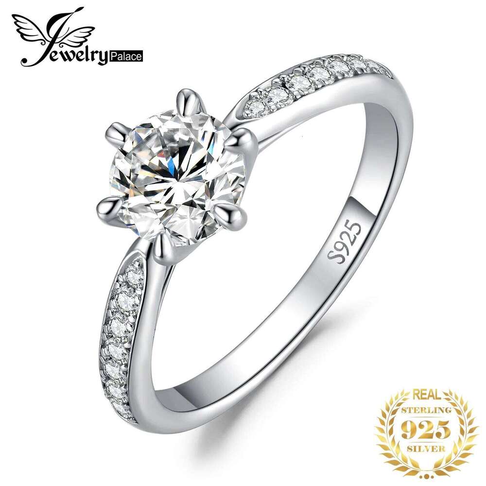 JewelryPalace 5A CZ Solitaire Classic Design 925 Sterling Silver Wedding Engagement Ring for Woman Anniversary Gift Fine Jewelry H260312