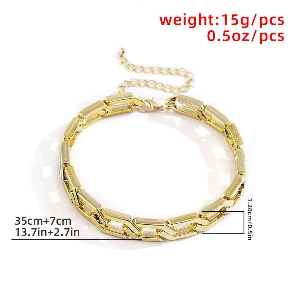 Trendy Punk Plastic Electroplating Metallic Texture Thick Necklace for Women Hip-hop Fashion Collar Chain Jewelry H260312