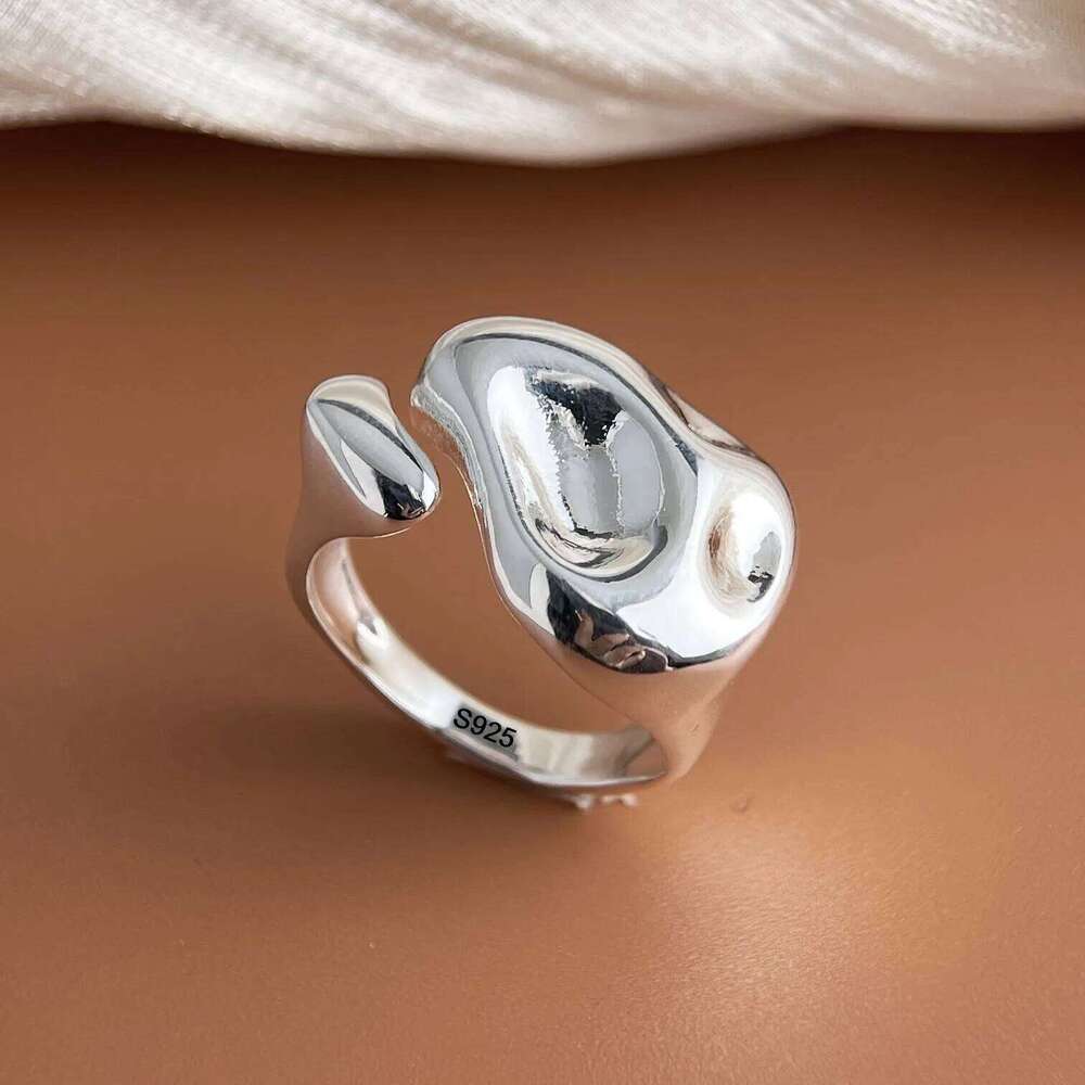 925 Sterling Silver Rings For Women Vintage Handmade Adjustable Shinning Stone Ring Fashion Female Bijoux Gift H260312