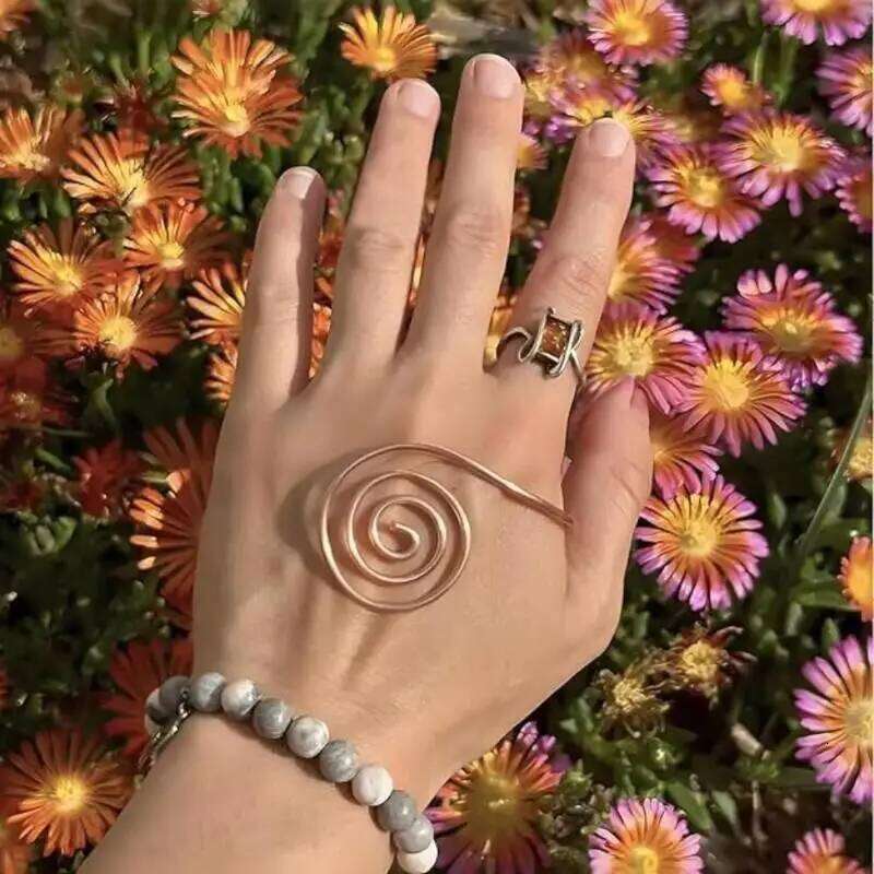 Adjustable Metal Portable Jewelry Accessories Palm Handmade Reiki Energy Spiral Hand Ring Gift H260312