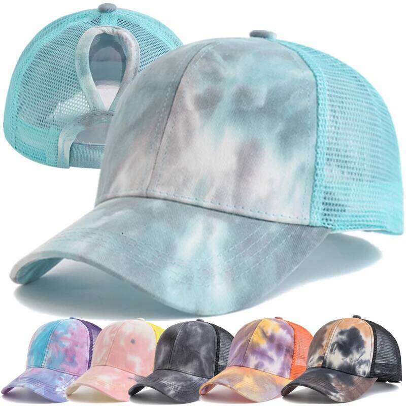 New Women Ponytail Tie Dyeing Design Baseball Cap Female Streetwear Trucker Hats Z260314