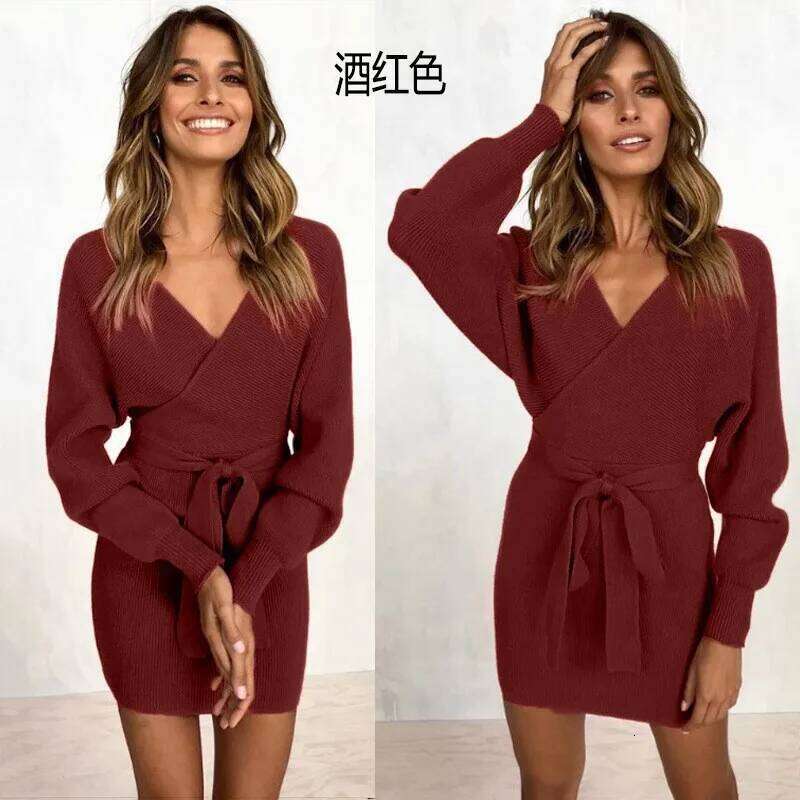 Solid Color Frock Autumn Winter Sexy Lace Up V-neck Backless Dresses 2025 Woman Hug The Hips Vestidos De Fiesta Elegantes Z260314