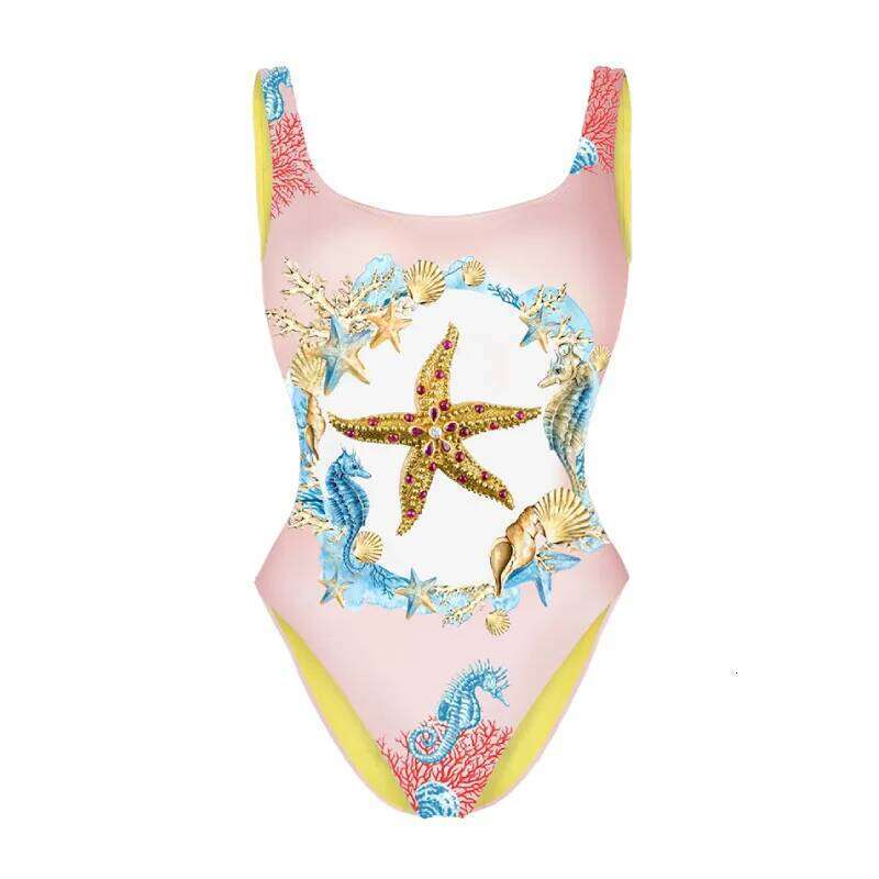 For Women European And American One-piece Starfish Print Backless Swimsuit Women's Global Swimwear S 26H0313