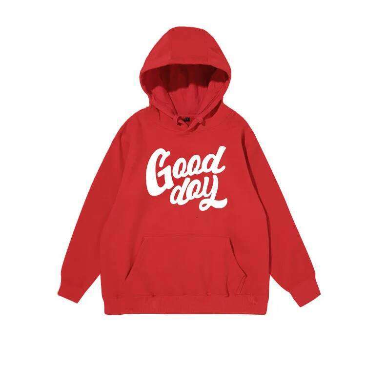 Red Fce-Lined Oversized Hoodie Street Sle Men's Faion Spring Autumn Winter Cotton Long Sve Sweatirt Zheng Yoon Ho Z260314