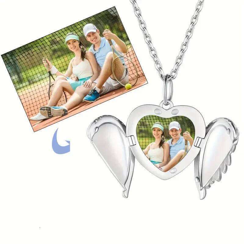Personalised angel wing necklace, photo can be customised perfect Valentine's Day or anniversary gift H260312