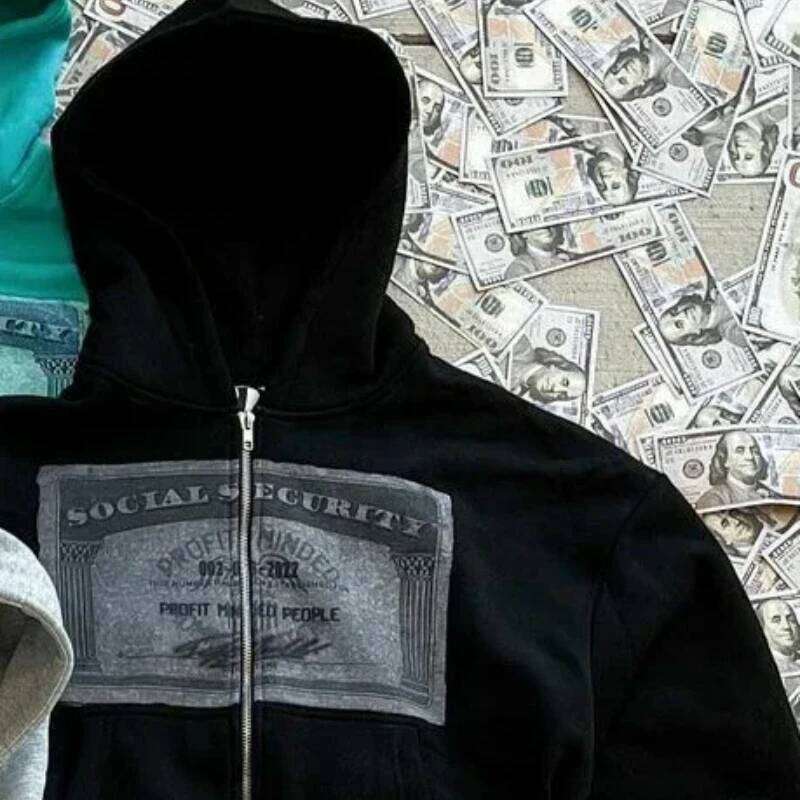 Autumn winter new retro printed hooded sweatshirt Y2K style streetwear outfit and women casual top men clothing 26Y0313