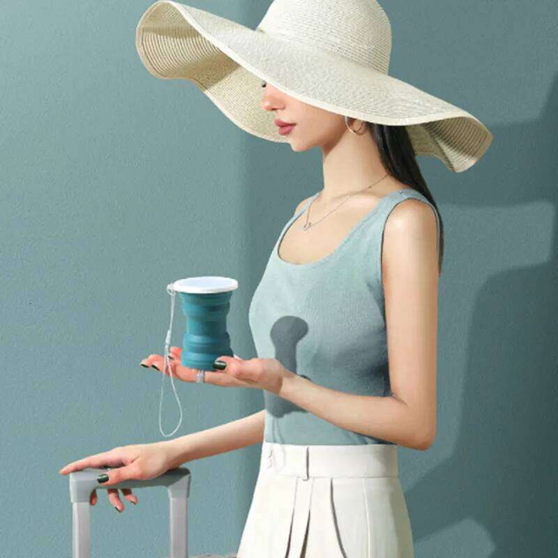 Silicone Folding Portable Water Bottle Coffee Cup Heat Resistant Mug with Lid Collapsible Outdoor Travel Camping Drink Z260314