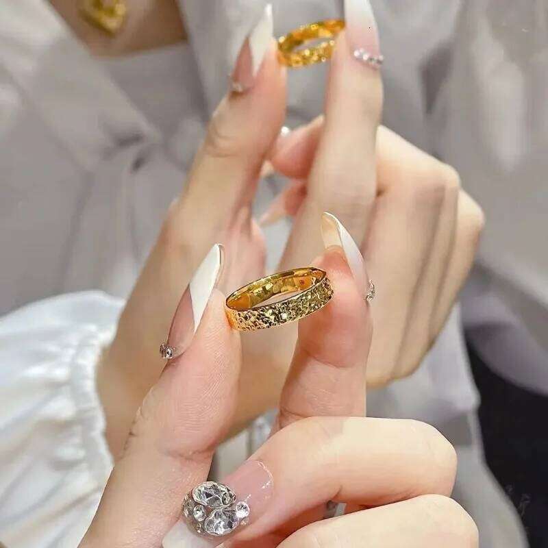 S925 Sterling Silver Crushed Ice Couple Ring Minimalist Sparkling Band Unisex Jewelry Trendy Hypoallergenic Gift for Her Him H260312