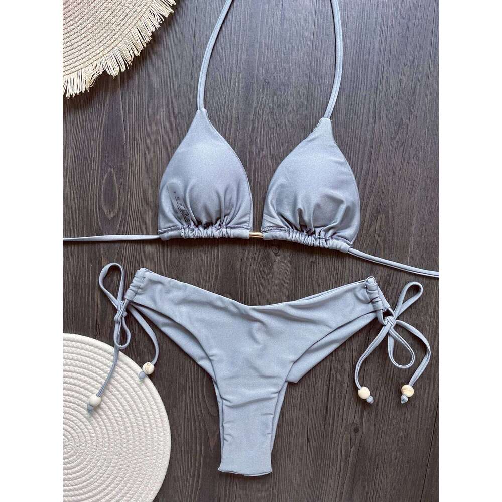 2026 New Sexy Triangle Bathing Suit for Women Brazilian Bikinis Halter Swimwear Push Up Swimsuit Metal Chain Beach Bikini Set 26H0313