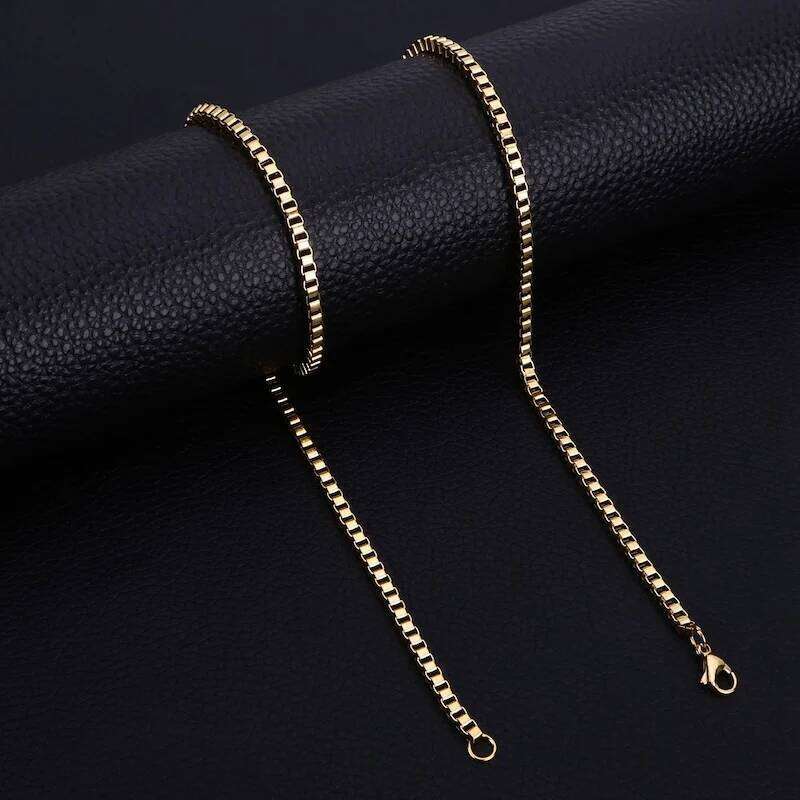 1.2mm Silver Color Stainless Box Chain Hip Hop Men Necklace Fashion Titanium Steel Jewelry Trendy Gift H260312