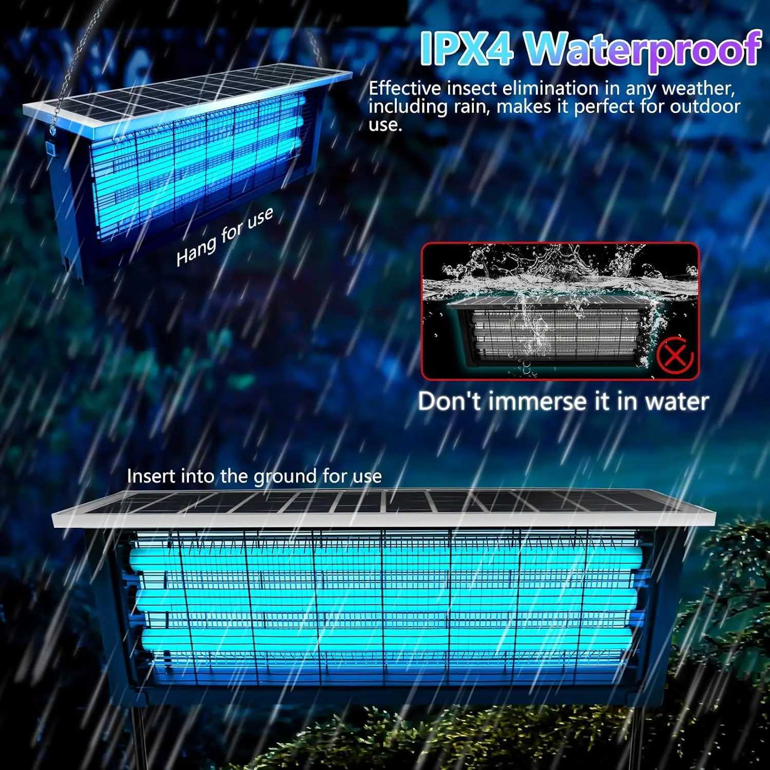 Powerful Large Solar Bug Zapper Outdoor Rechargeable Mosquito Killer Lamp Mosquito Repellent for Patio Garden Backyard Camping H260313