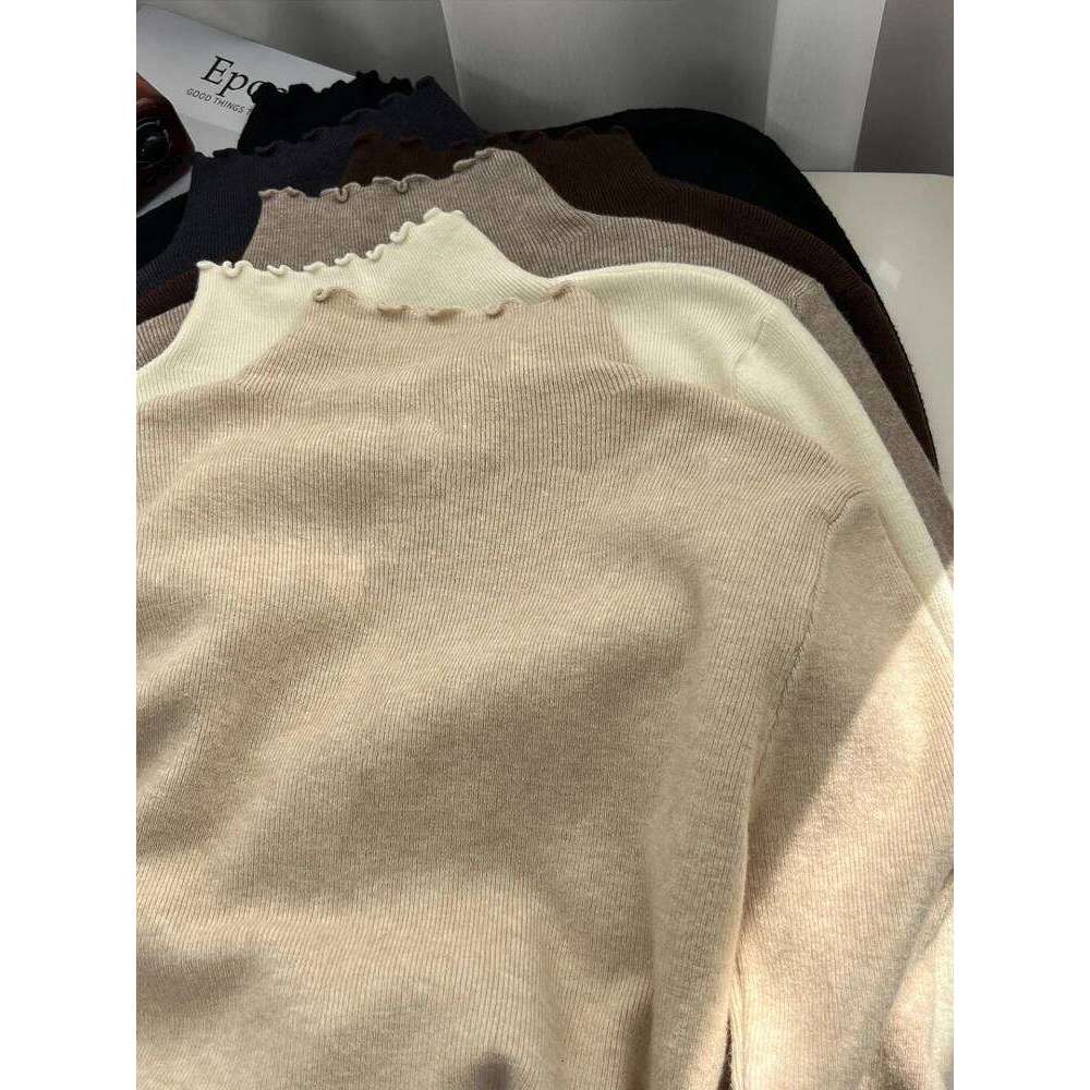 2025 Korean-style Solid Color Casual Soft Pullover Autumn Winter New Turtleneck Sweaters Women Slim Warm Ruched Knitted Jumpers Z260313