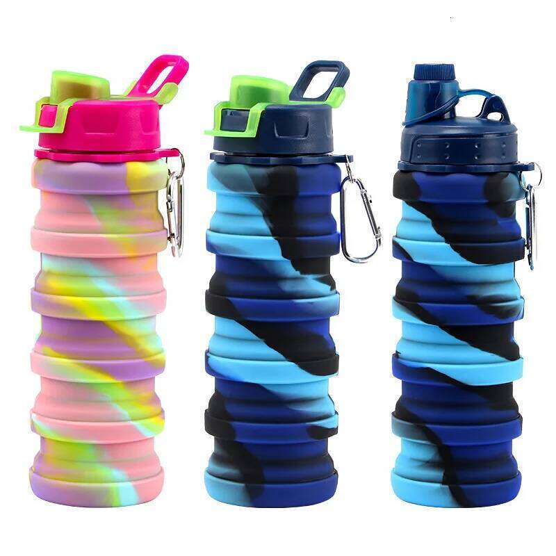 Outdoor Sports Silicone Folding Cup Camouflage Creative Cycling Travel Children Portable Water Bottle Z260313