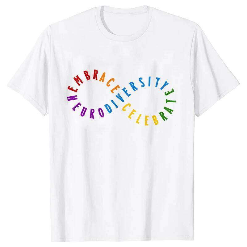 Autism Acceptance Rainbow Infinity Symbol Print Women T-shirt Short Sleeve Graphic T Top Summer Shirt Tshirts Female Tee T-Shirt Z260314