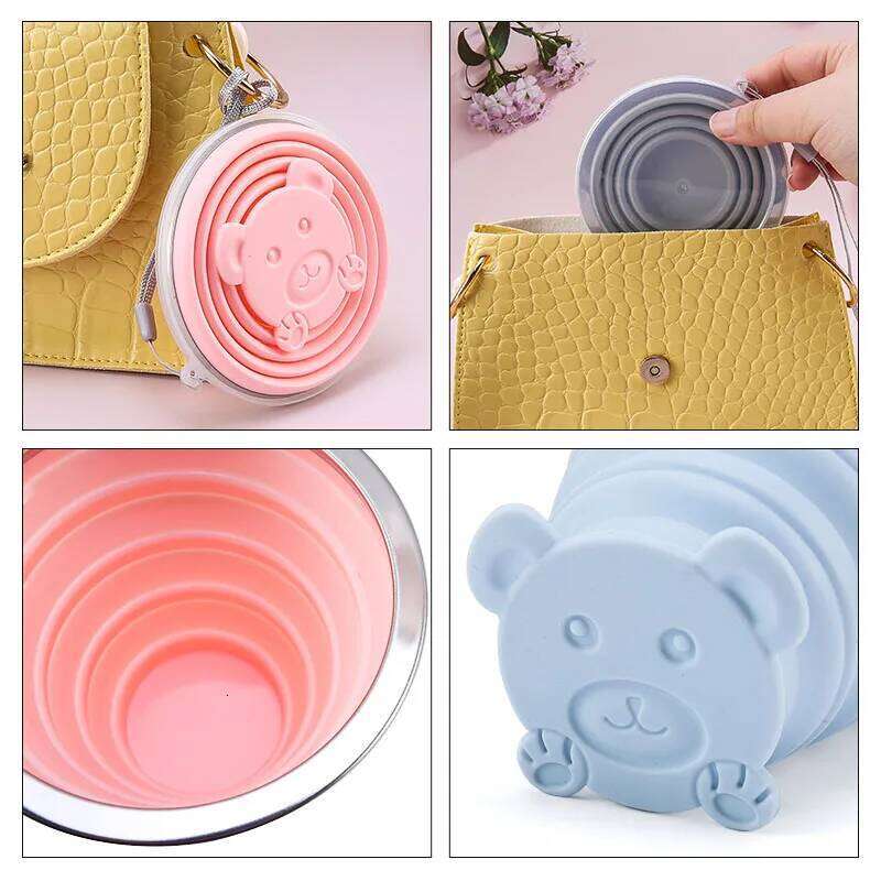 FAIS DU Silicone Folding Cup 200ml Food Grade Water Cups Portable Drinking Mug with Lids For Travel Camping Reusable Drinkware Z260314