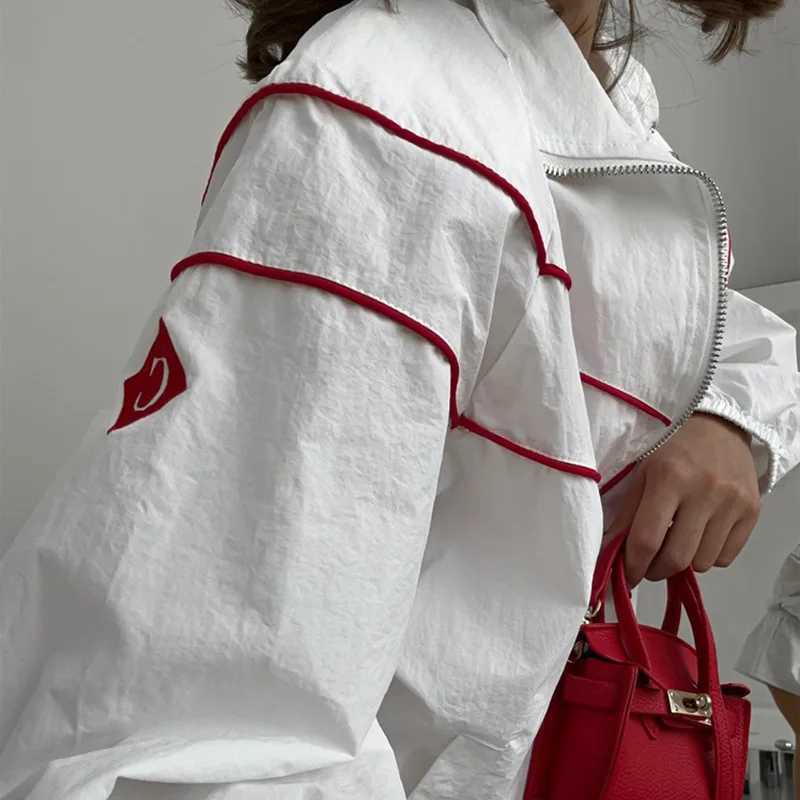 Summer casual womens loose suit long-sleeved zippered cardigan jacket drawstring wide-leg shorts sets womens clothing M260313