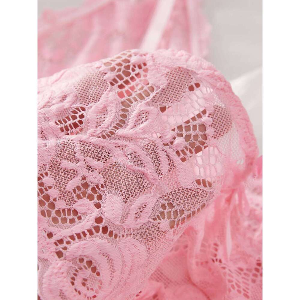 Lingerie Set Women Erotic Bra Nightdress Sexy Lace Solid Slim Soft V Neck Full Slip Sleepwear & Dresses