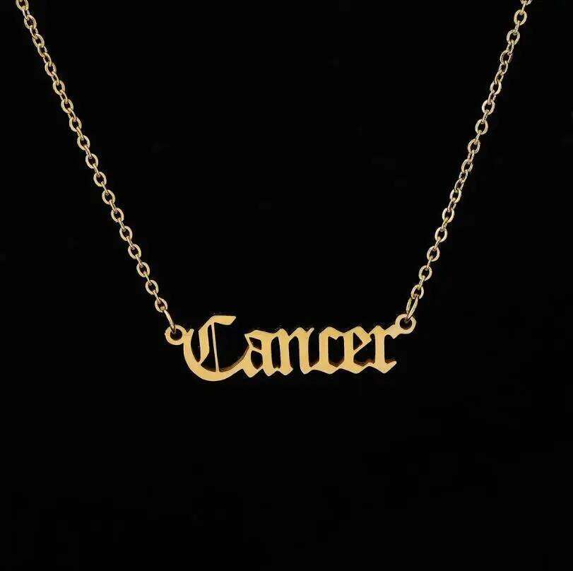 Stainless Steel 12 Zodiac Constellation Necklaces Letter Aquarius Aries Gemini Pisces Leo Sagittarius Pendant Necklace for Women H260312
